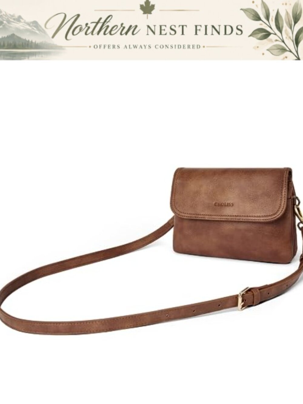 Vegan Leather Small Crossbody Bag with Adjustable Strap